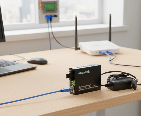 Bộ Chuyển Đổi Quang Sang RJ45 SC Single Mode 1Gb 2 Sợi Novalink NV-43102D-SM-25 -Truyền 25km